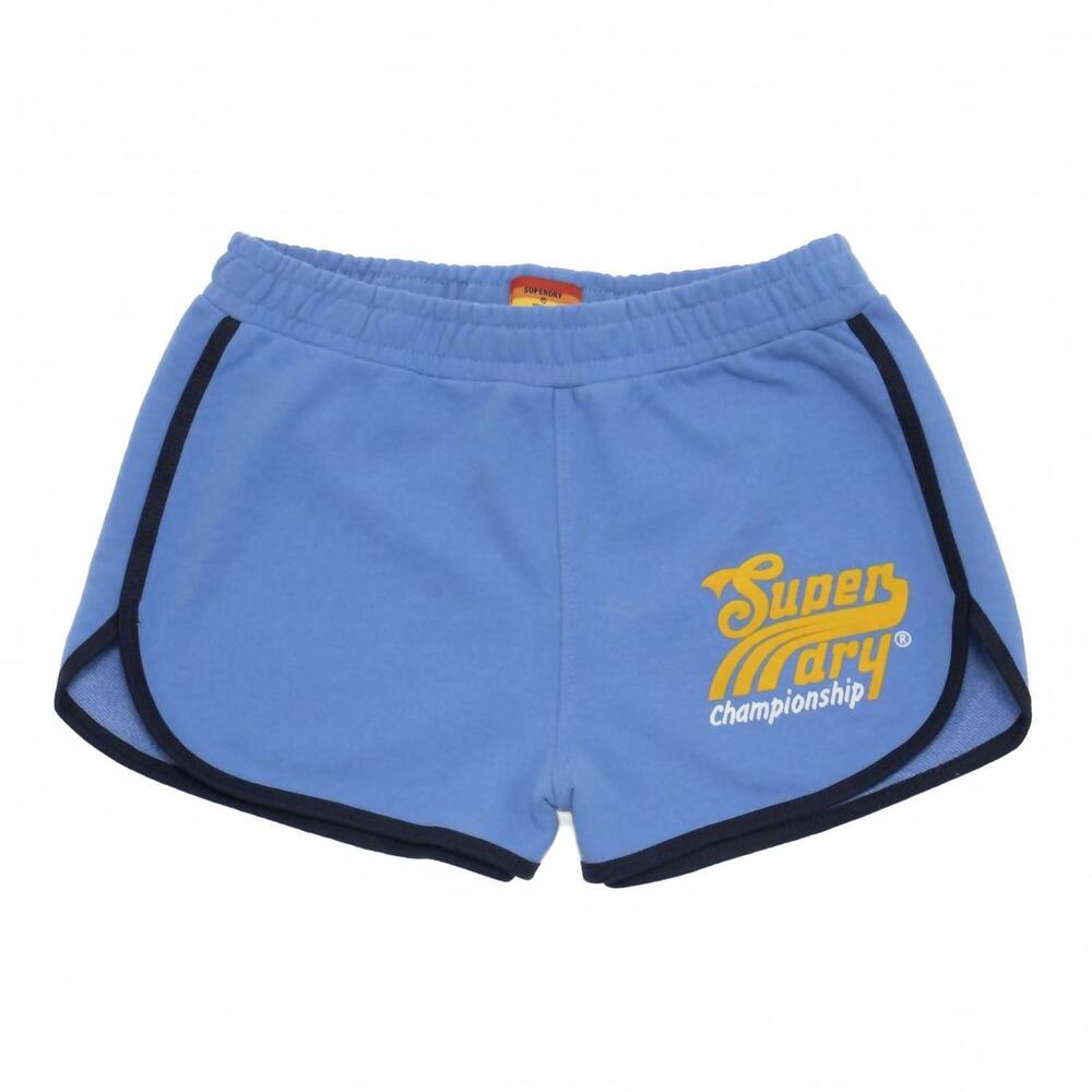 NEW SUPERDRY women's collegiate union casual mini short in neptune blue